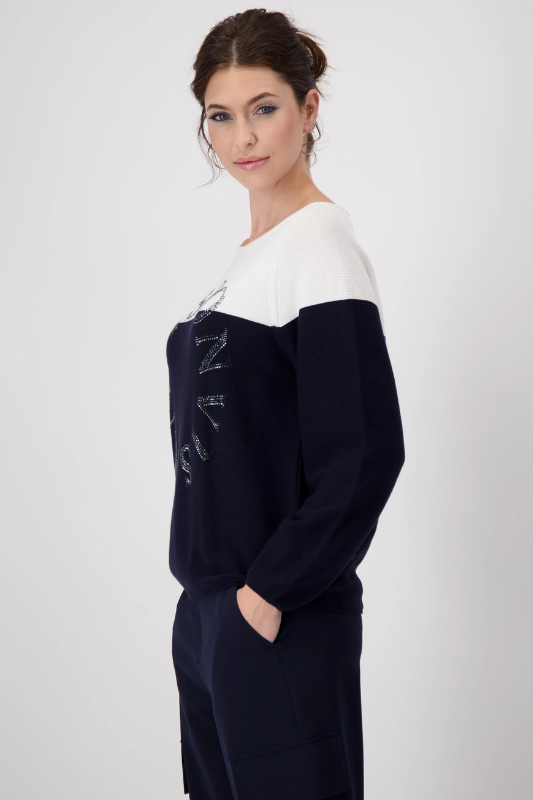 Monari Colour Block Jumper in Deep Ocean