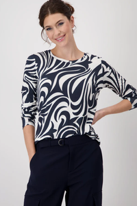 Monari Deep Ocean Ornament Pattern Round Neck T-Shirt | 409089