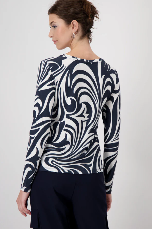 Monari Deep Ocean Ornament Pattern Round Neck T-Shirt | 409089