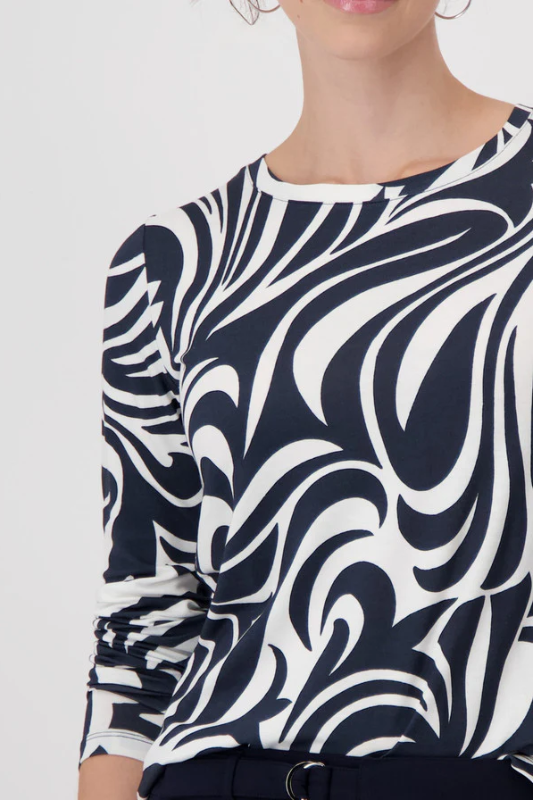 Monari Deep Ocean Ornament Pattern Round Neck T-Shirt | 409089