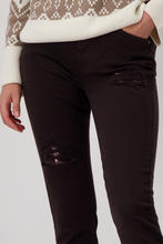 Load image into Gallery viewer, Monari Distressed Jean with Sequin Detail | Espresso | 808301
