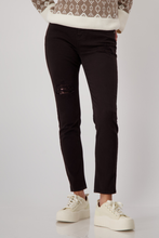 Load image into Gallery viewer, Monari Distressed Jean with Sequin Detail | Espresso | 808301
