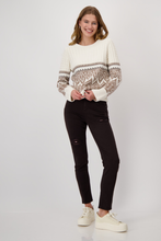 Load image into Gallery viewer, Monari Distressed Jean with Sequin Detail | Espresso | 808301
