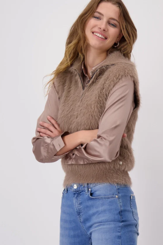 Monari Faux Fur Vest | Milk Chocolate | 808448