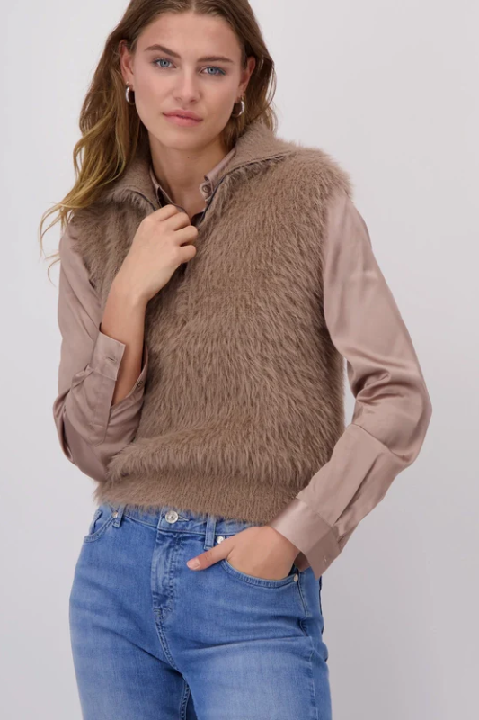 Monari Faux Fur Vest | Milk Chocolate | 808448
