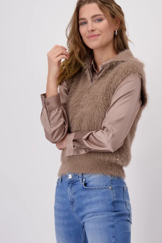 Monari Faux Fur Vest | Milk Chocolate | 808448