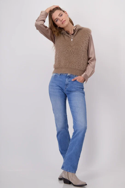 Monari Faux Fur Vest | Milk Chocolate | 808448