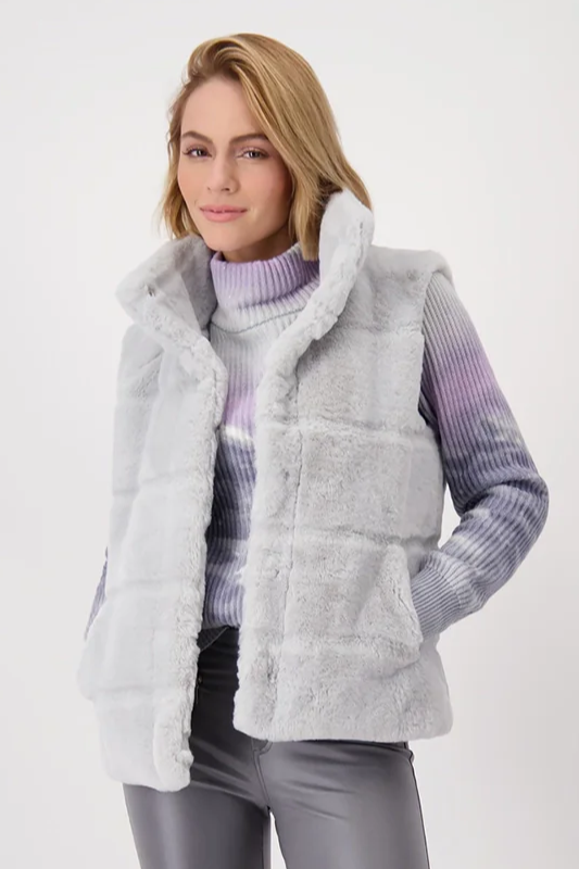 Monari Faux Fur Waistcoat in Chrome