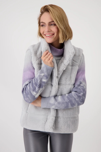 Monari Faux Fur Waistcoat in Chrome
