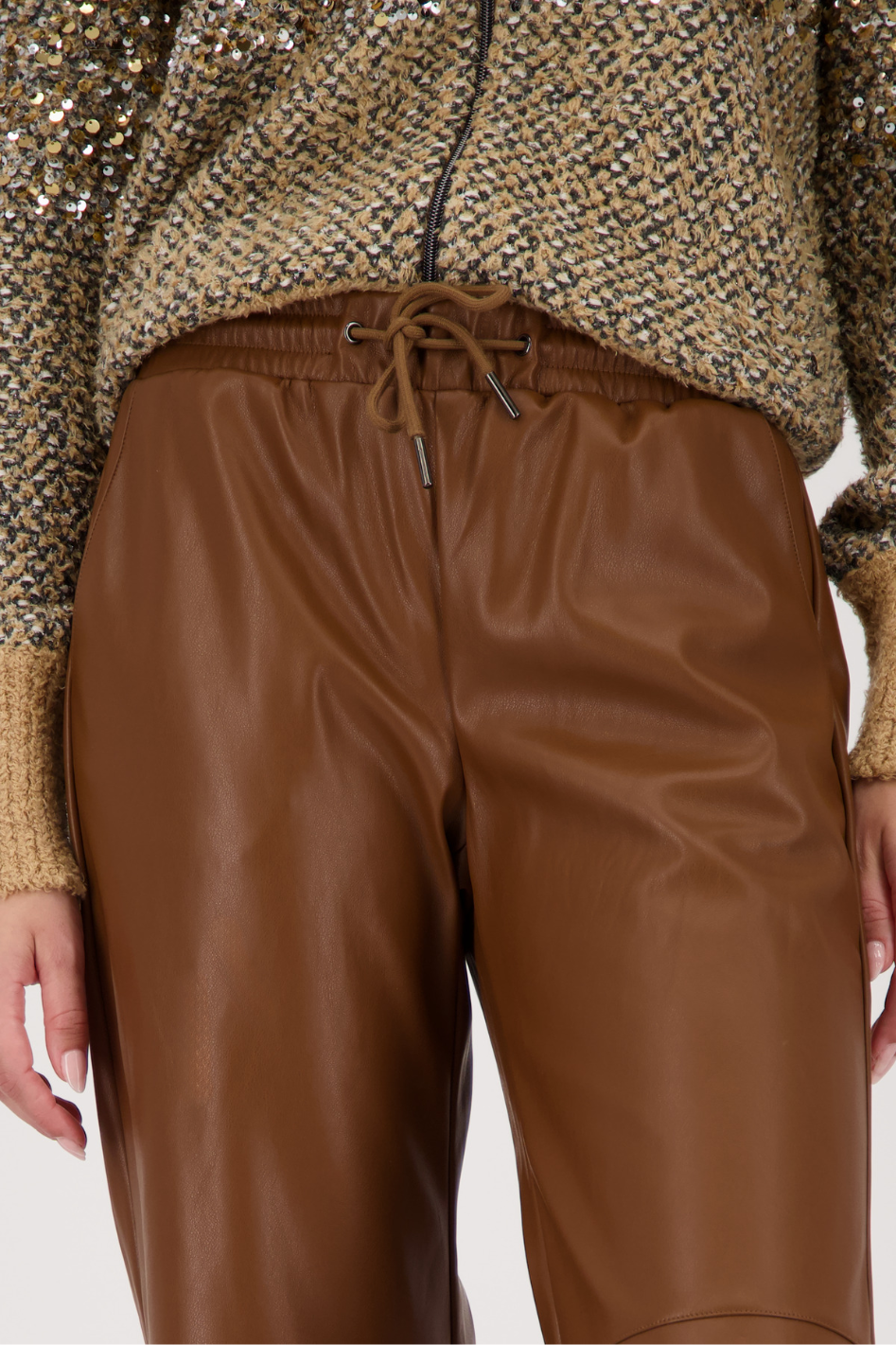 Monari Faux Leather Pant in Whisky
