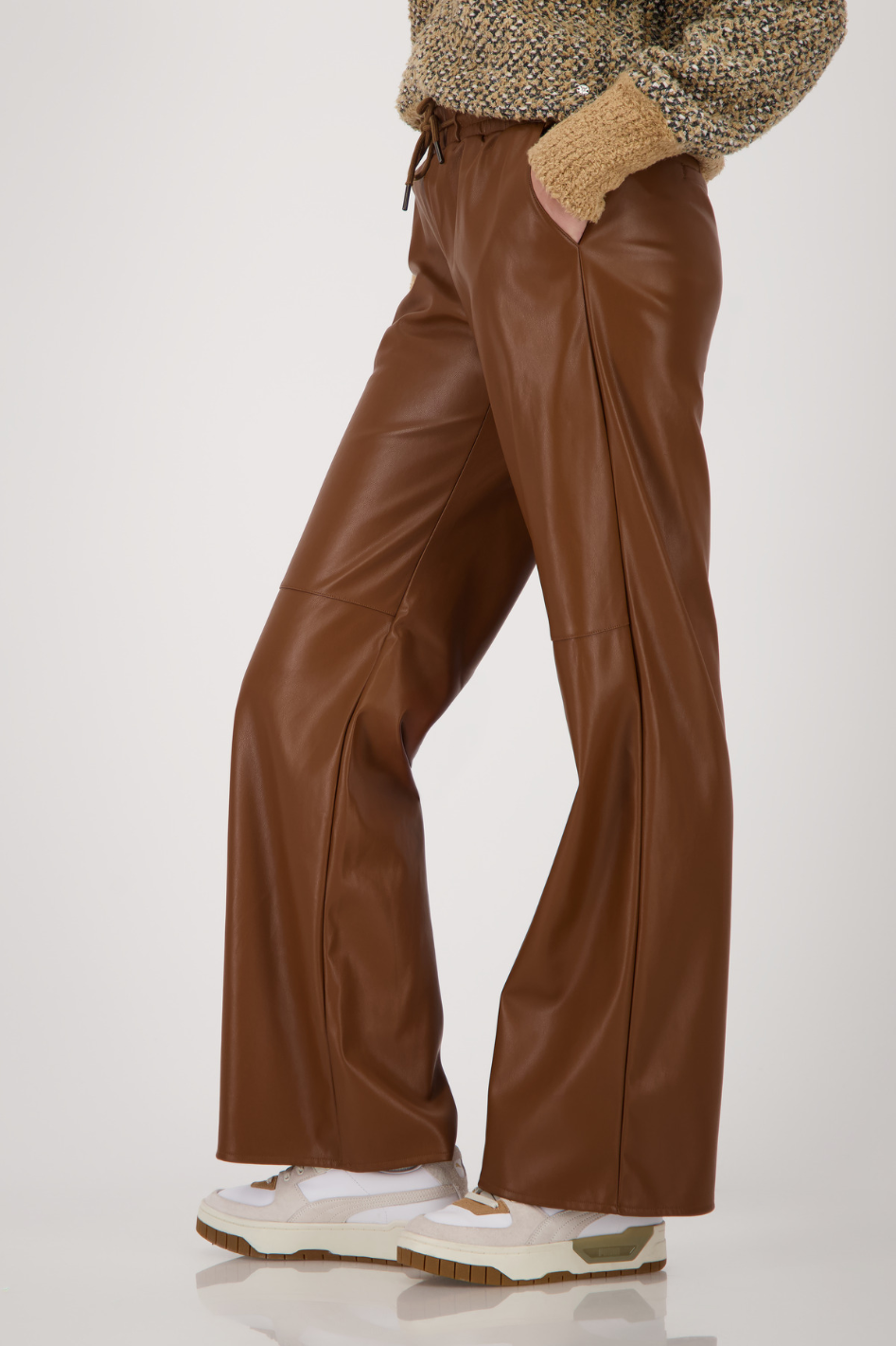 Monari Faux Leather Pant in Whisky