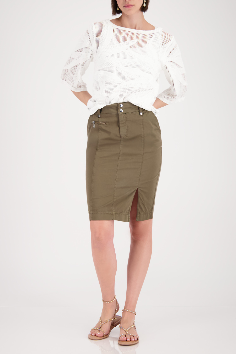 Monari High Waisted Skirt in Olive