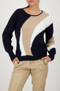 Monari Intarsia Knitted Jumper | Night Sky Navy | 808973