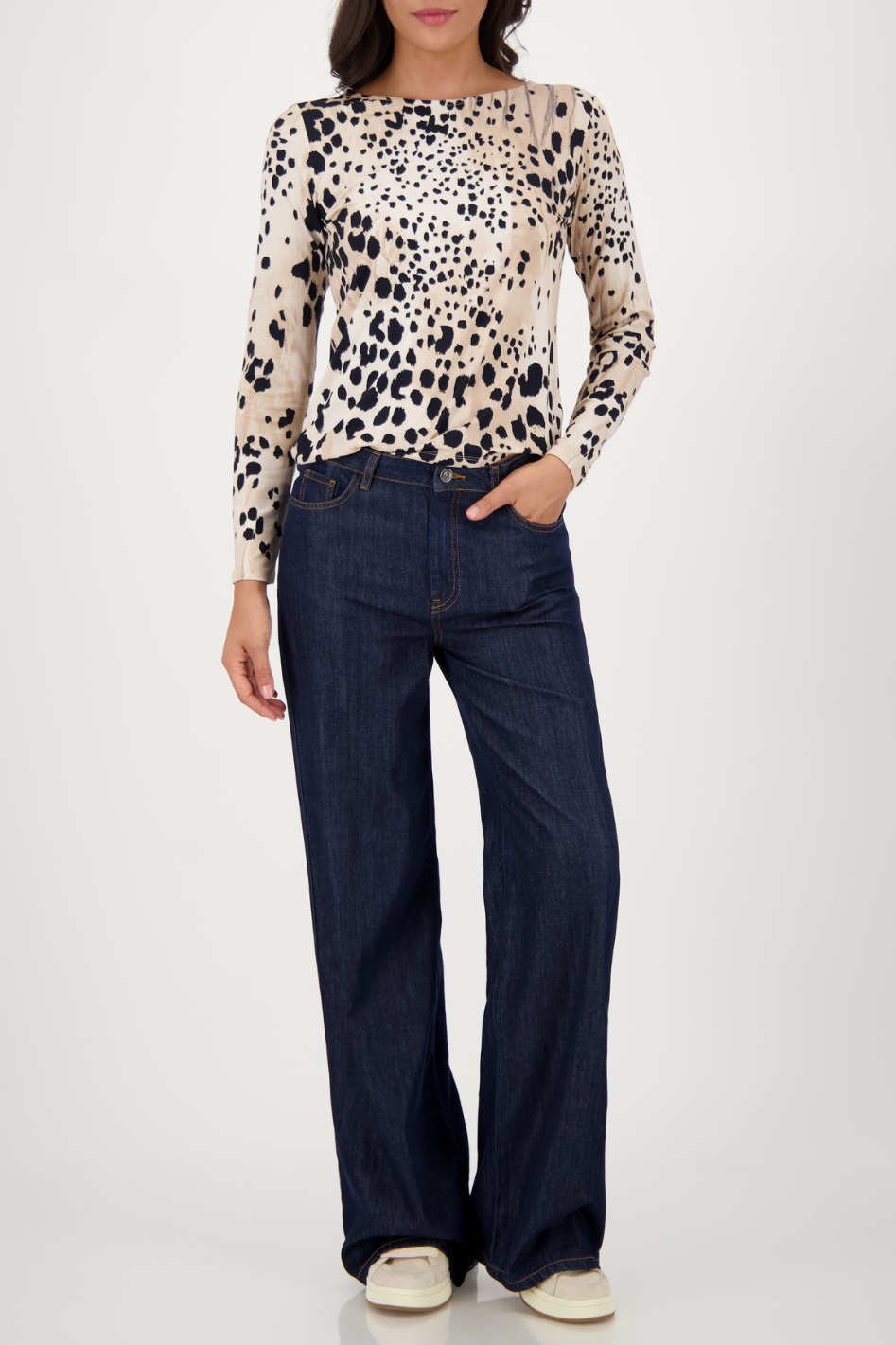 Monari Jersey Long Sleeve Top | Cashmere Pattern | 808739