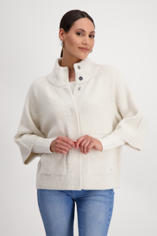 Monari Knitted Cape with Pockets | Marshmallow | 808380