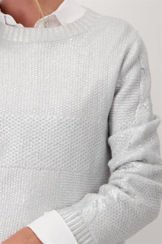 Monari Knitted Jumper with Lacquer Print in Chalk