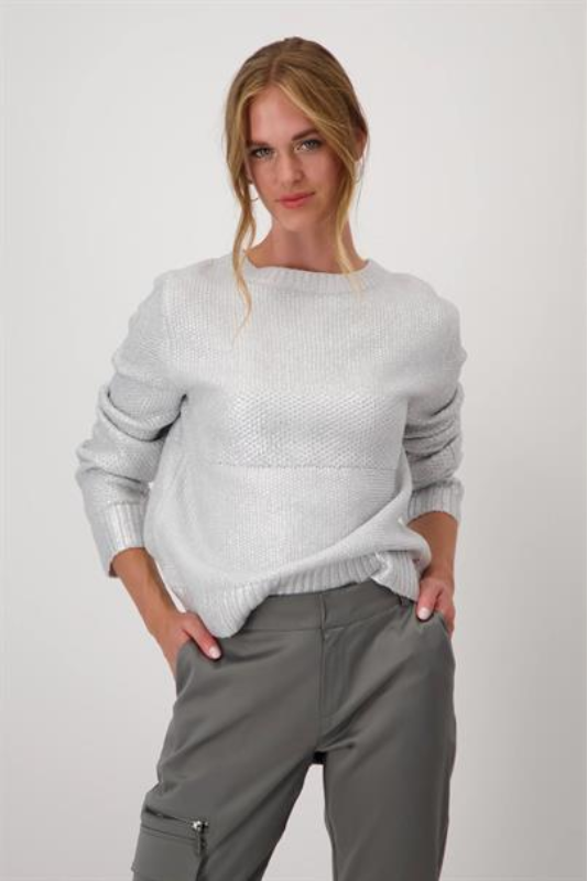 Monari Knitted Jumper with Lacquer Print in Chalk
