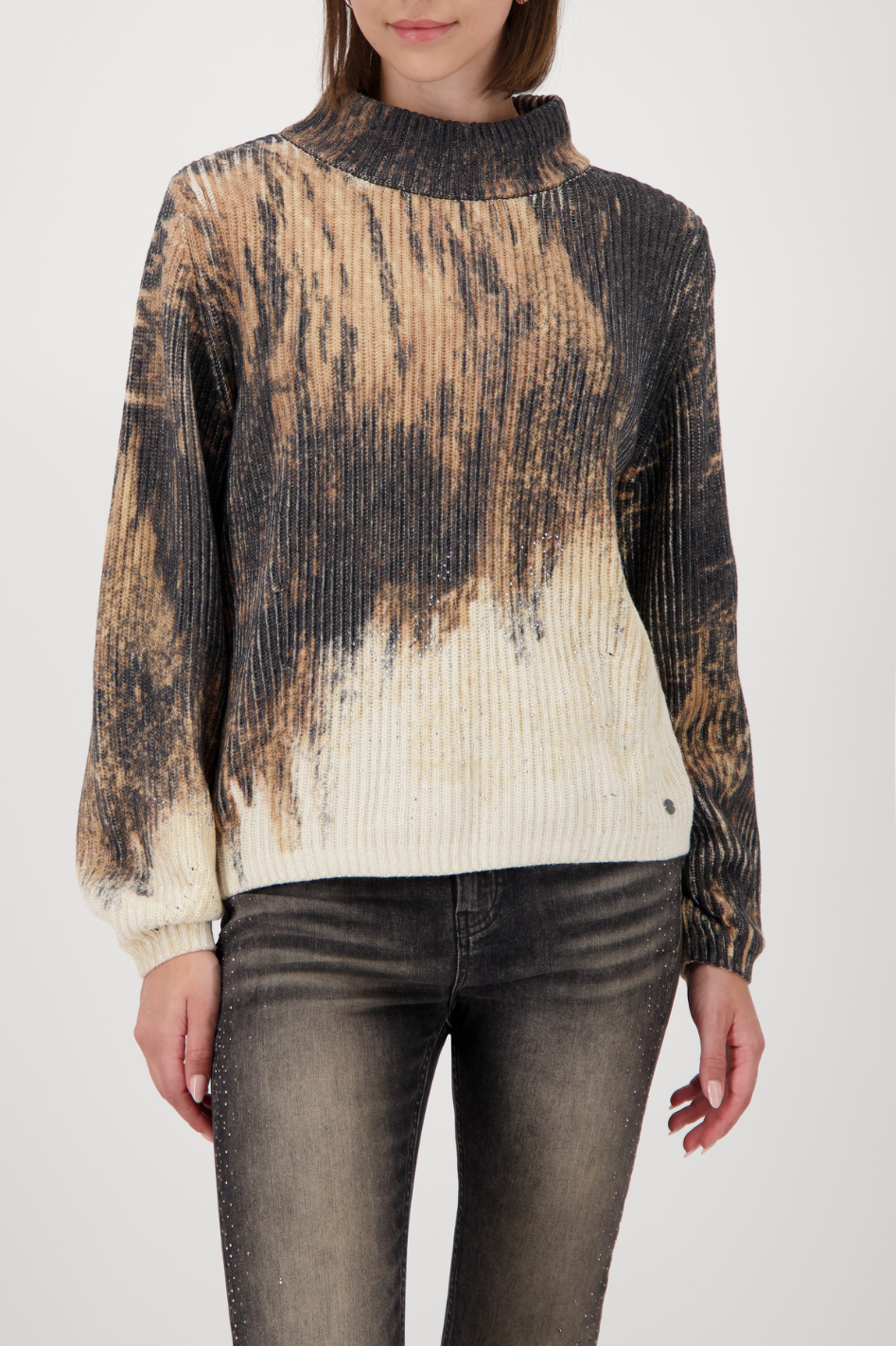 Monari Knitted Jumper with Brown Gradient Print 