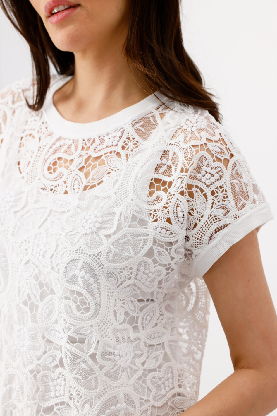 Monari Lace Tee in Cream