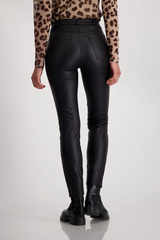 Monari Leather Look Trousers | Black | 808419