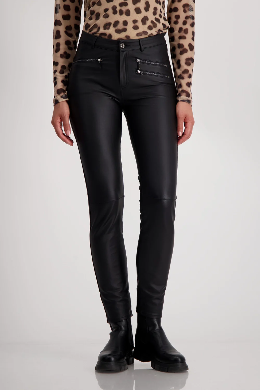 Monari Leather Look Trousers | Black | 808419