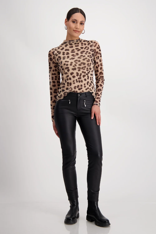 Monari Leather Look Trousers | Black | 808419