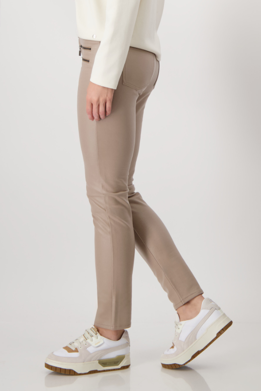 Monari Leather Look Trousers | Milk Chocolate | 808419
