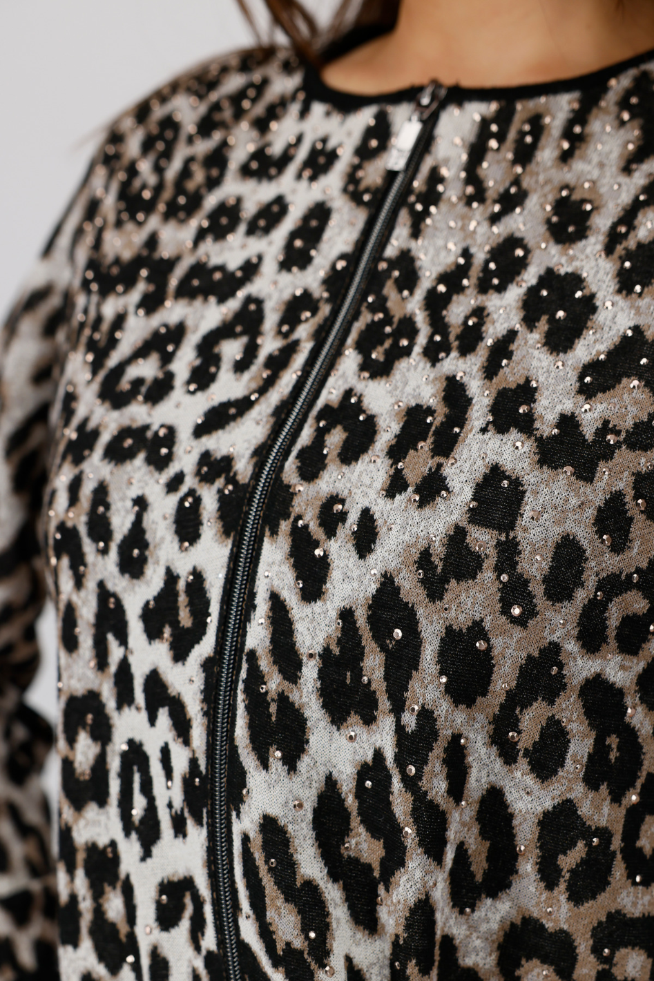 Monari Leopard Print Zip-Up Jacket