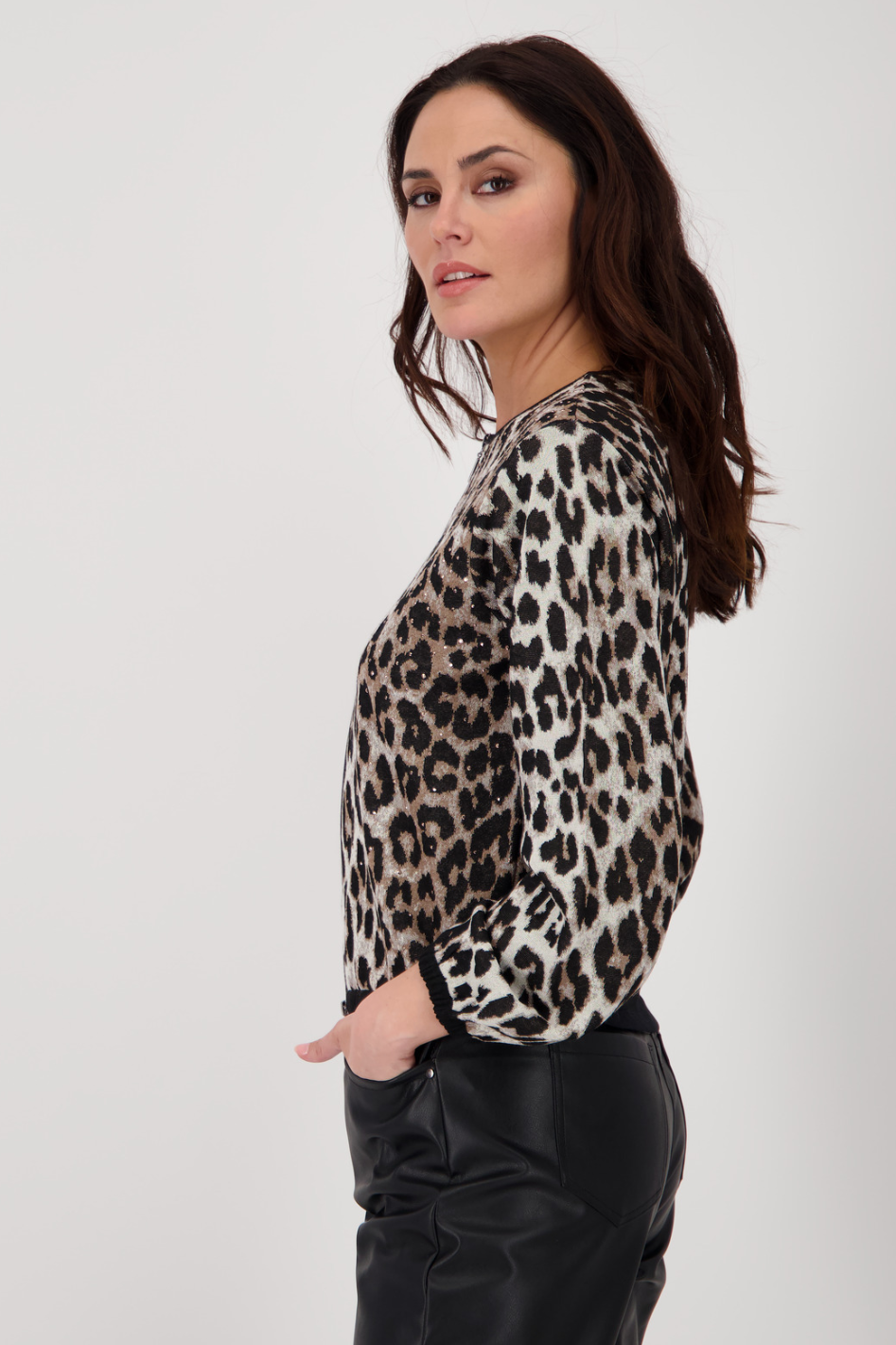 Monari Leopard Print Zip-Up Jacket