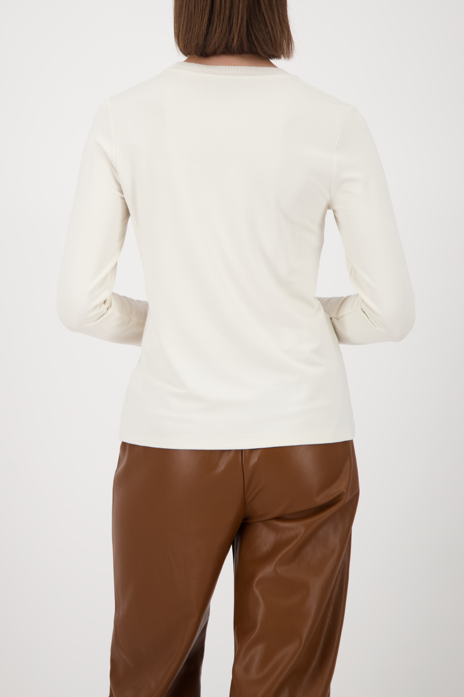 Monari Long-Sleeve with Knitted Collar in Almond