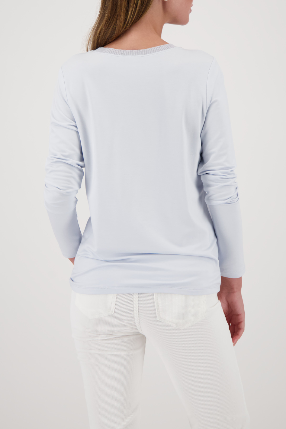Monari Long-Sleeve with Knitted Collar in Ice Blue