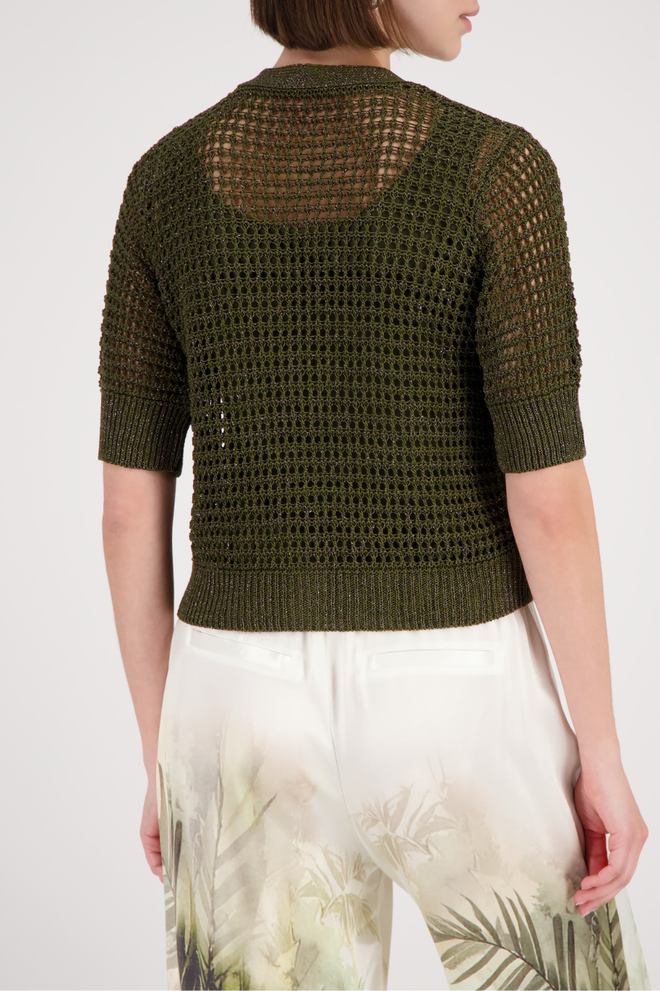 Monari Lurex Cardigan in Olive