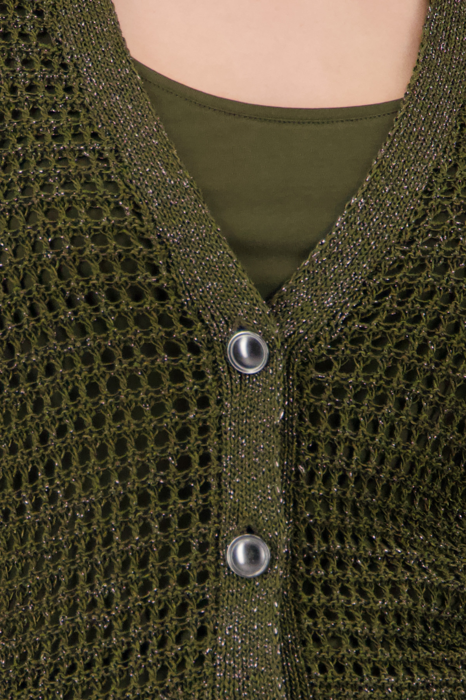 Monari Lurex Cardigan in Olive