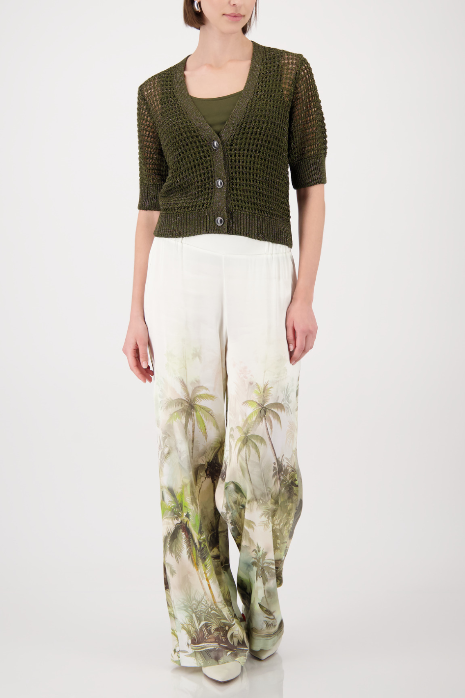 Monari Lurex Cardigan in Olive