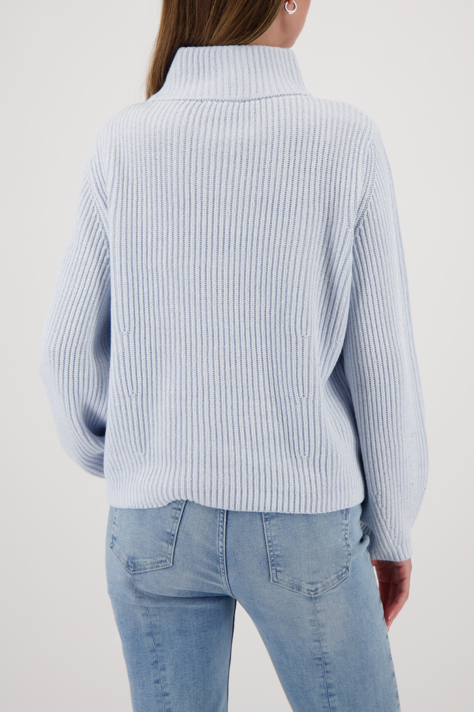 Monari Lurex Sweater with Rhinestones in Ice Blue