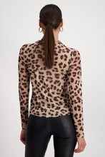 Load image into Gallery viewer, Monari Mesh Shirt with Leopard Print | Milk Chocolate | 808618MNR
