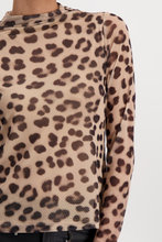 Load image into Gallery viewer, Monari Mesh Shirt with Leopard Print | Milk Chocolate | 808618MNR

