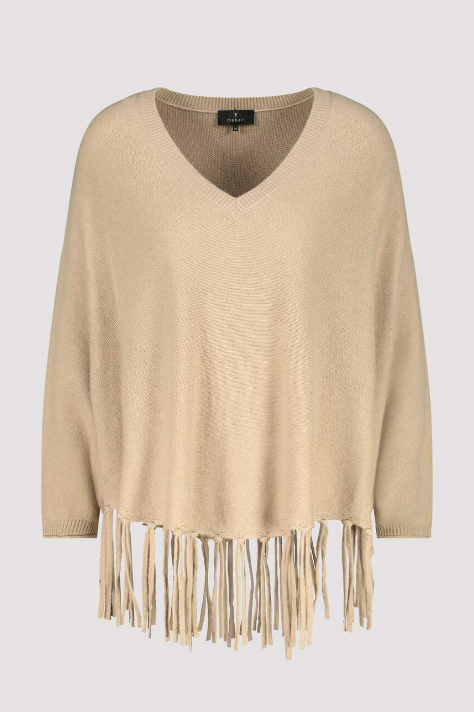 Monari Poncho with Fringes in Cinnamon