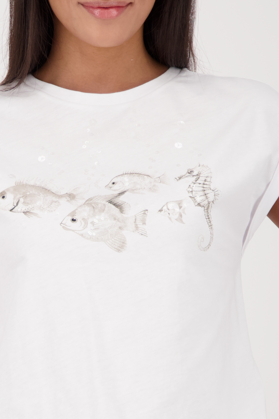 Monari Round Neck T-Shirt with Fish Motif