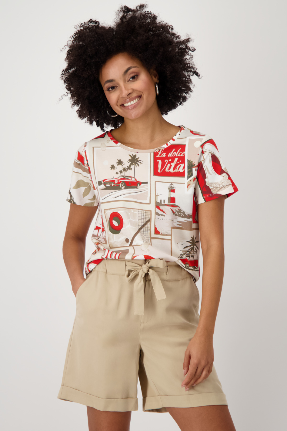 Monari Round Neck T-Shirt in Polaroid Print