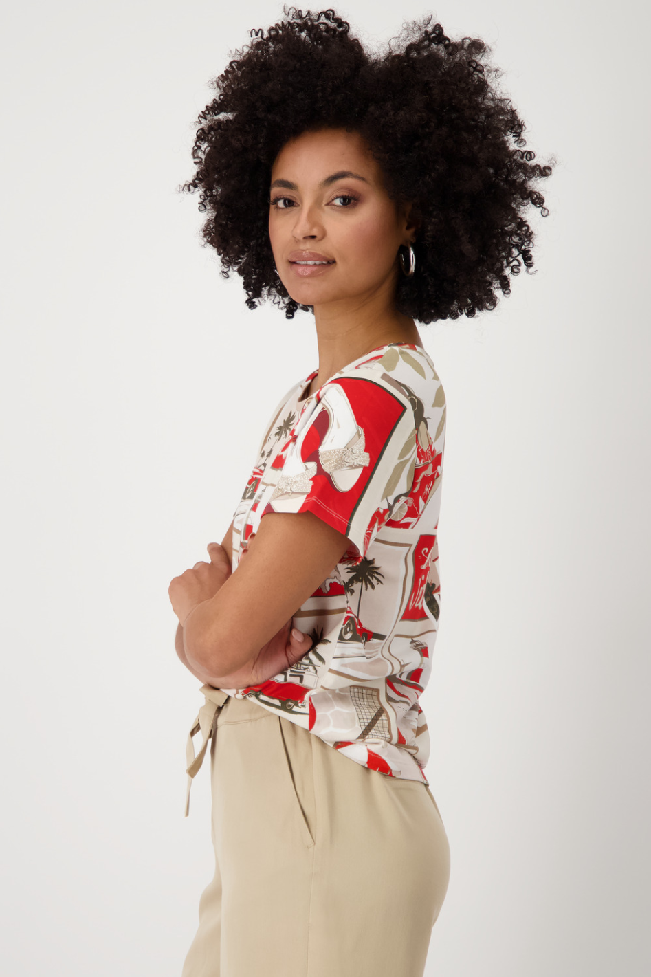 Monari Round Neck T-Shirt in Polaroid Print 