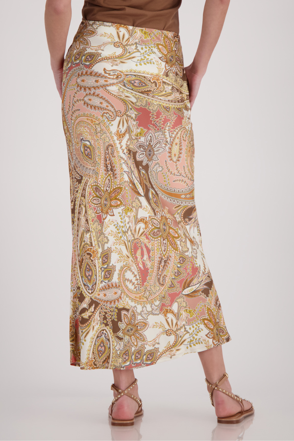 Monari Satin Maxi Skirt in Paisley Print