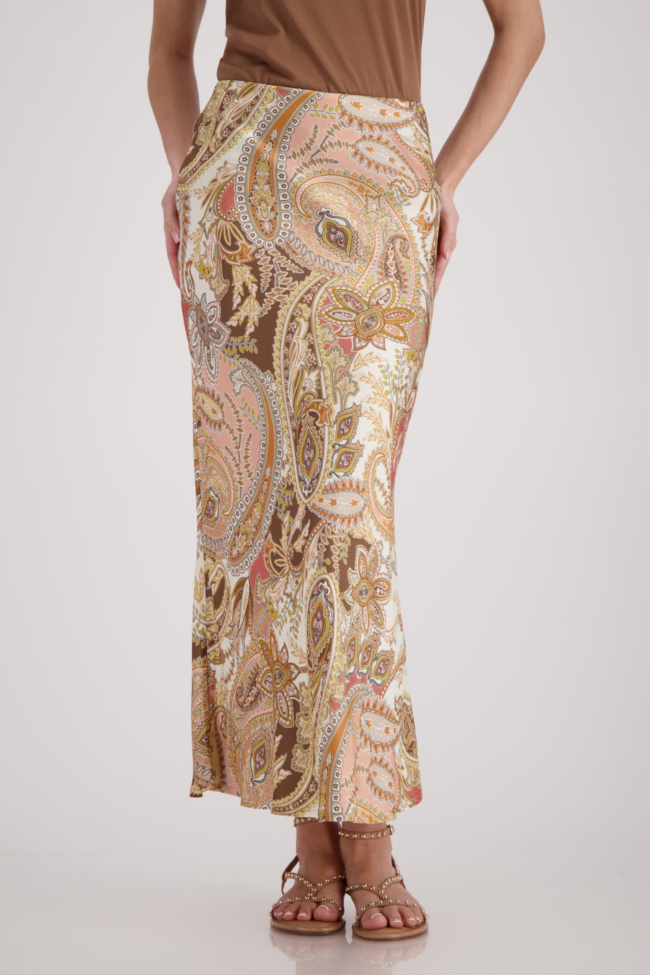 Monari Satin Maxi Skirt in Paisley Print