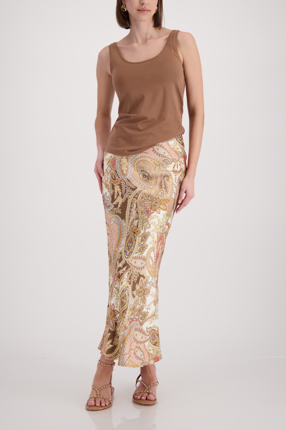 Monari Satin Maxi Skirt in Paisley Print