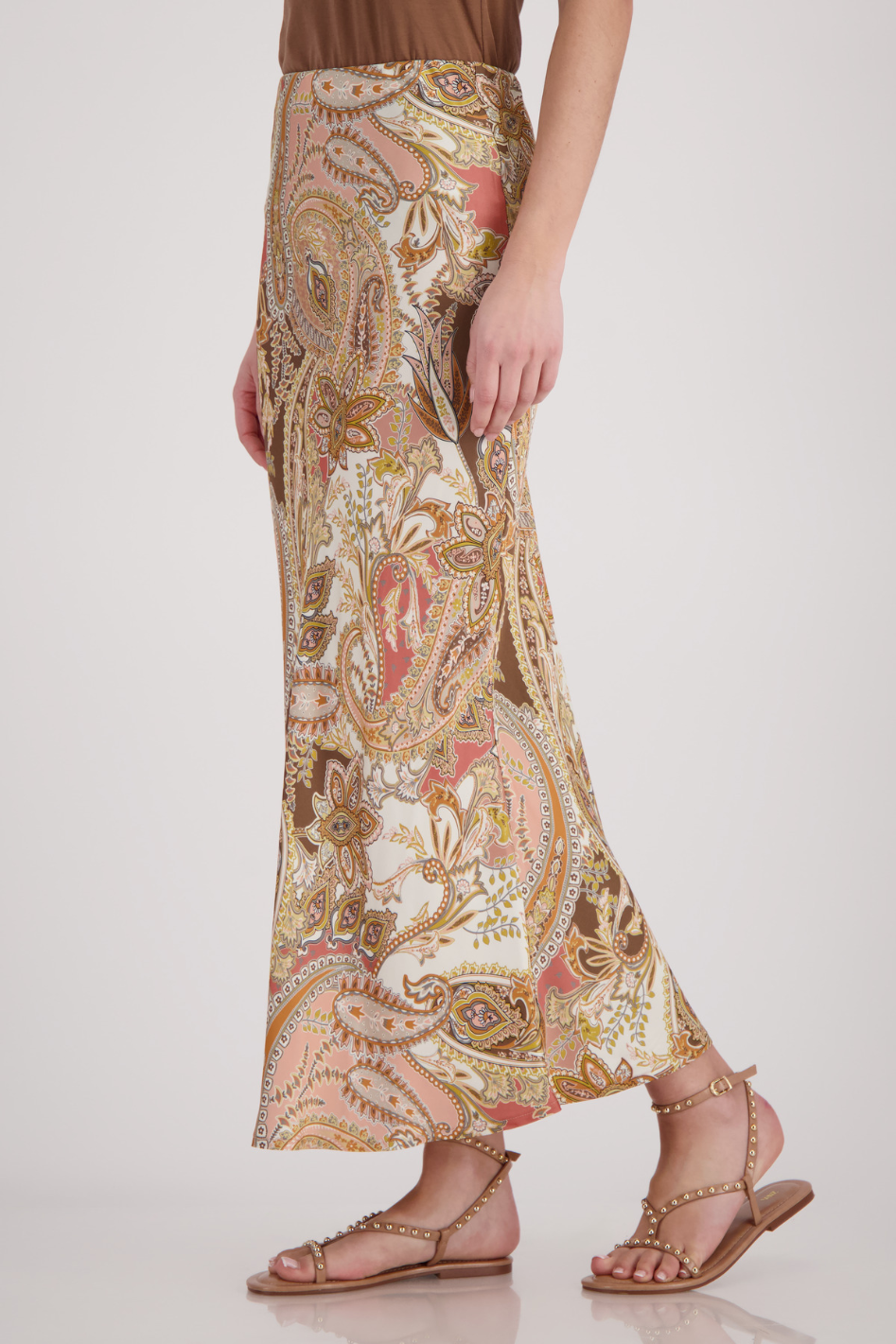 Monari Satin Maxi Skirt in Paisley Print