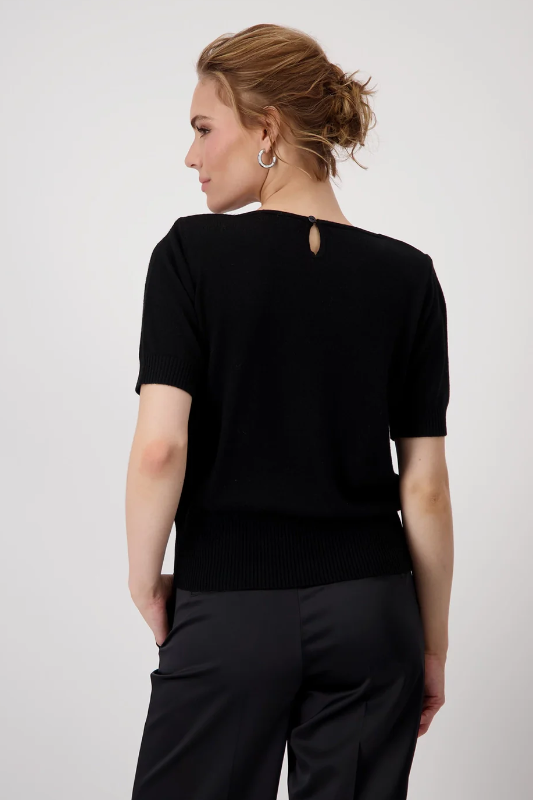 Monari Sequin Front Knit Pullover | Black | 808473