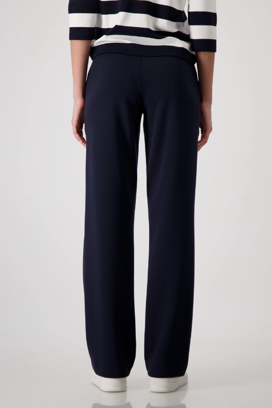 Monari Straight-Leg Script Waistband Trousers in Deep Ocean