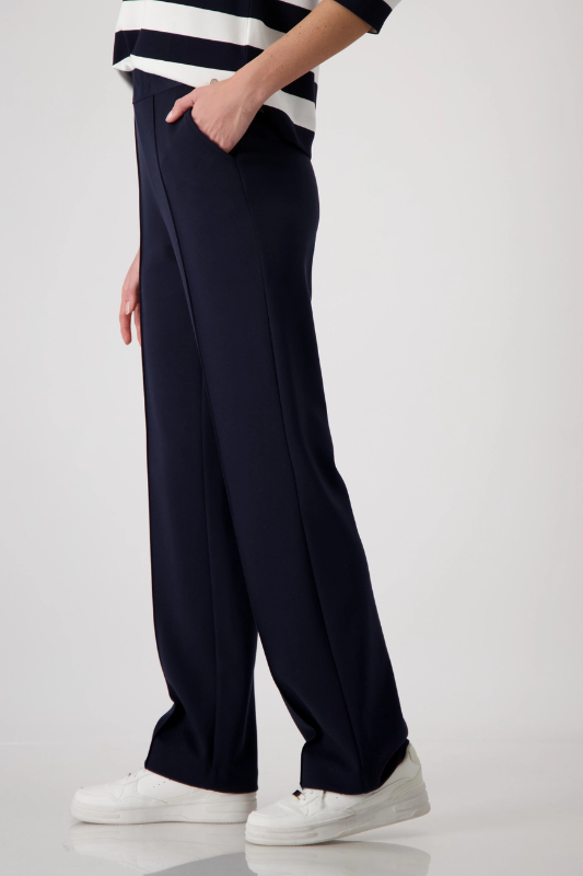 Monari Straight-Leg Script Waistband Trousers in Deep Ocean