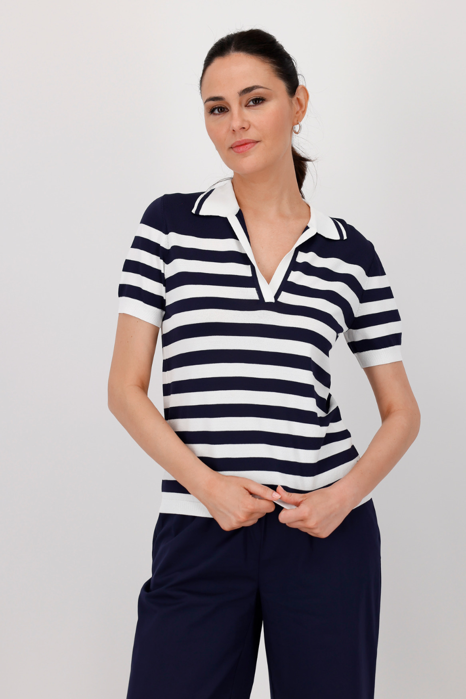Monari Stripe Polo Shirt | Navy 