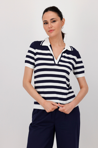 Monari Stripe Polo Shirt | Navy | 409960